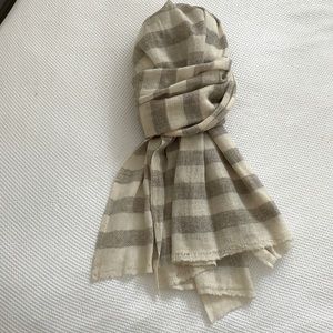 Cashmere Scarf in Taupe and Cream Stripe
